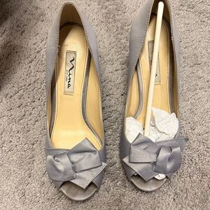 Nina Women's Elegant Silver Peep Toe Heels